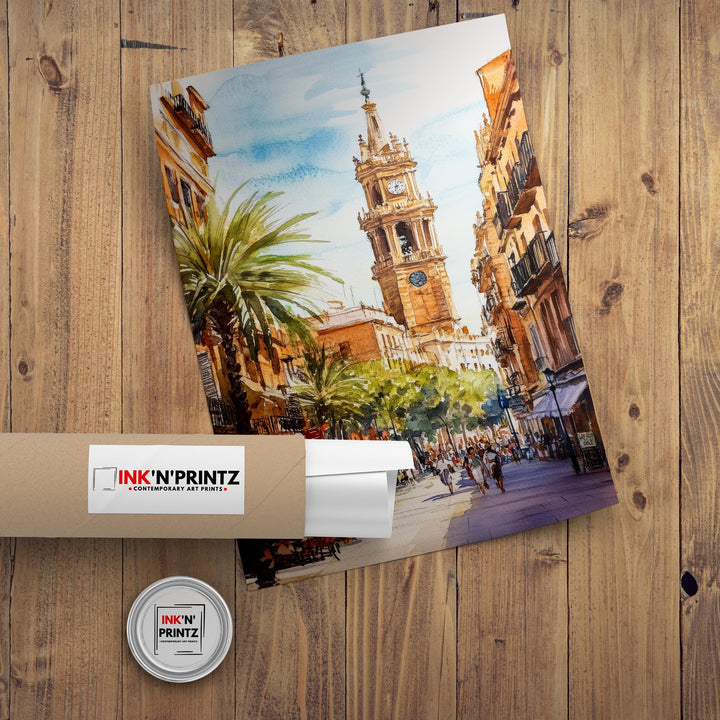 Valencia Watercolor Painting Spain City Art Valencia Print Scenic Mediterranean Decor