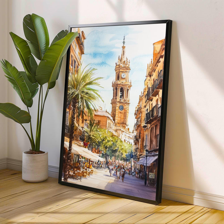Valencia Watercolor Painting Spain City Art Valencia Print Scenic Mediterranean Decor