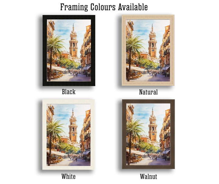 Valencia Watercolor Painting Spain City Art Valencia Print Scenic Mediterranean Decor
