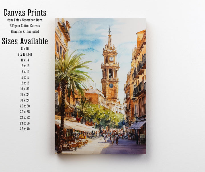 Valencia Watercolor Painting Spain City Art Valencia Print Scenic Mediterranean Decor