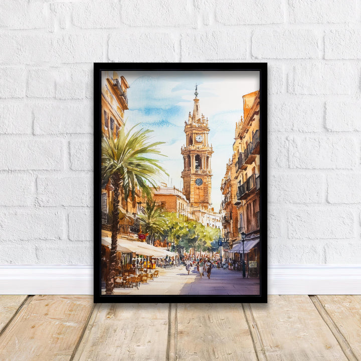 Valencia Watercolor Painting Spain City Art Valencia Print Scenic Mediterranean Decor