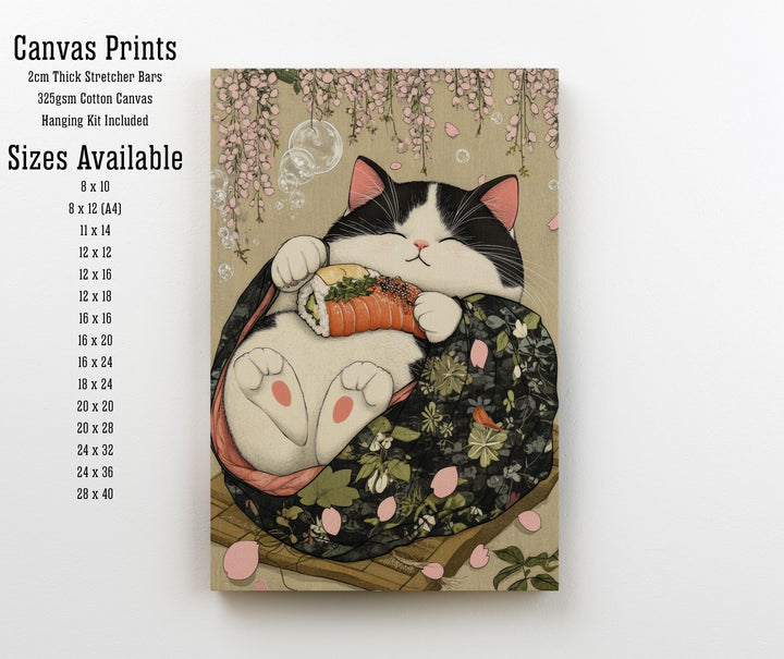 Japanese Cat Sleeping Poster Cute Feline Wall Art Japanese Style Home Decor