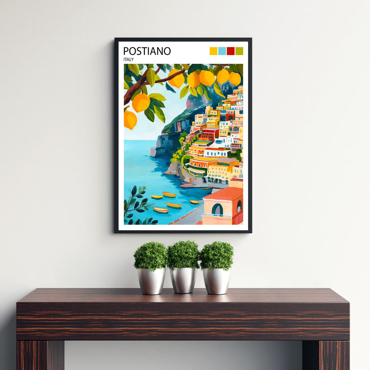 Positano Italy Travel Poster Amalfi Coast Art Positano Print Scenic Mediterranean Decor