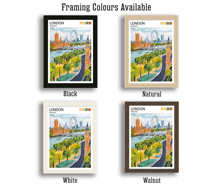 London Travel Poster UK City Art London Print Scenic London Landmark Decor