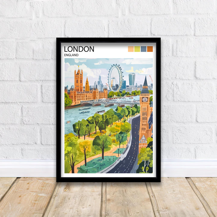 London Travel Poster UK City Art London Print Scenic London Landmark Decor