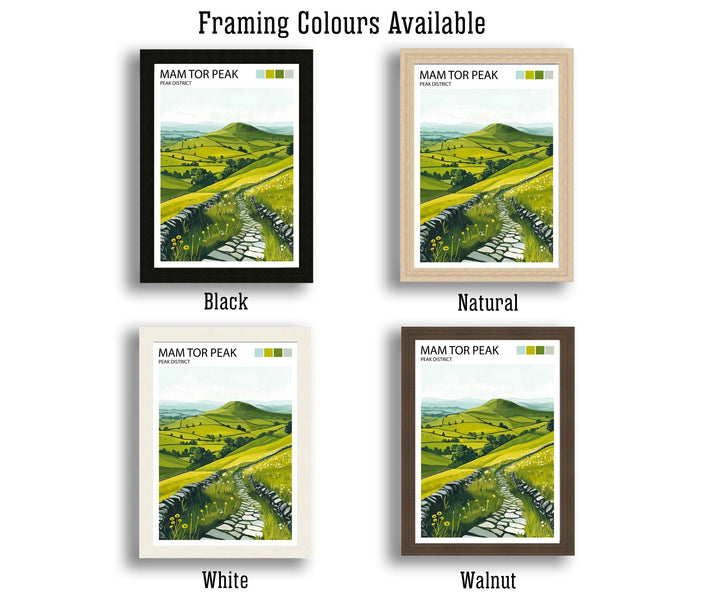 Mam Tor Peak District Travel Poster UK Landscape Art Mam Tor Print Scenic Mountain Decor