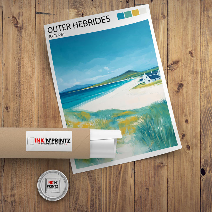 Outer Hebrides Travel Poster Scottish Islands Art Outer Hebrides Print Scenic Scottish Coast Decor