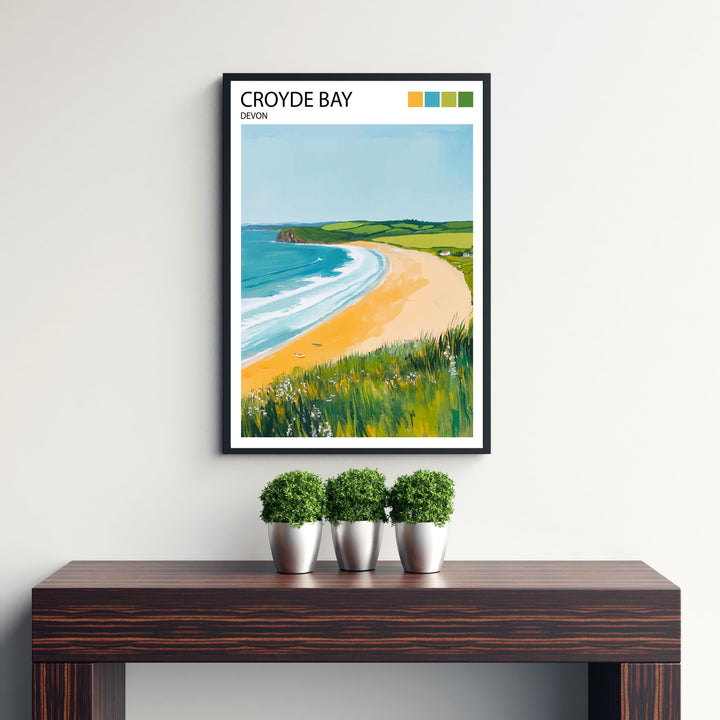 Croyde Bay Travel Poster North Devon Beach Art Croyde Bay Print Scenic Seaside Decor