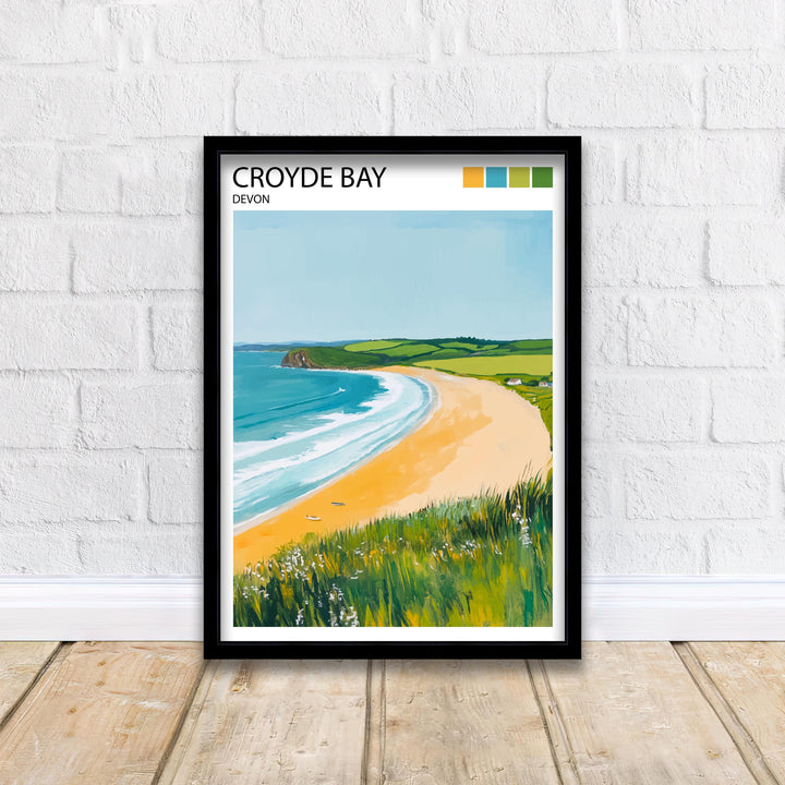 Croyde Bay Travel Poster North Devon Beach Art Croyde Bay Print Scenic Seaside Decor