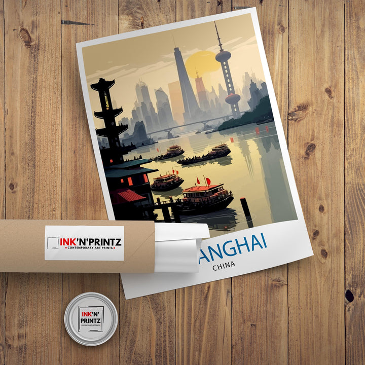Shanghai China Travel Poster Shanghai Wall Art China Travel Poster Shanghai Illustration Travel Print Gift for Shanghai China Home Decor