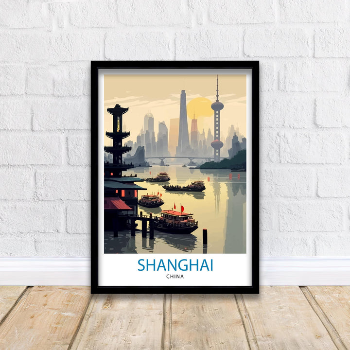 Shanghai China Travel Poster Shanghai Wall Art China Travel Poster Shanghai Illustration Travel Print Gift for Shanghai China Home Decor