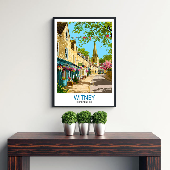 Witney Oxfordshire Travel Poster UK Village Art Witney Print Scenic Oxfordshire Decor Gift for England Lovers