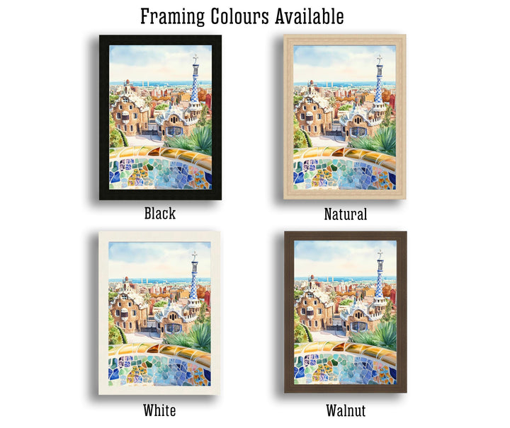 Barcelona Spain Watercolor Painting Barcelona Wall Art Spain Travel Poster Barcelona Print Scenic City Art Gift for Barcelona Home Decor
