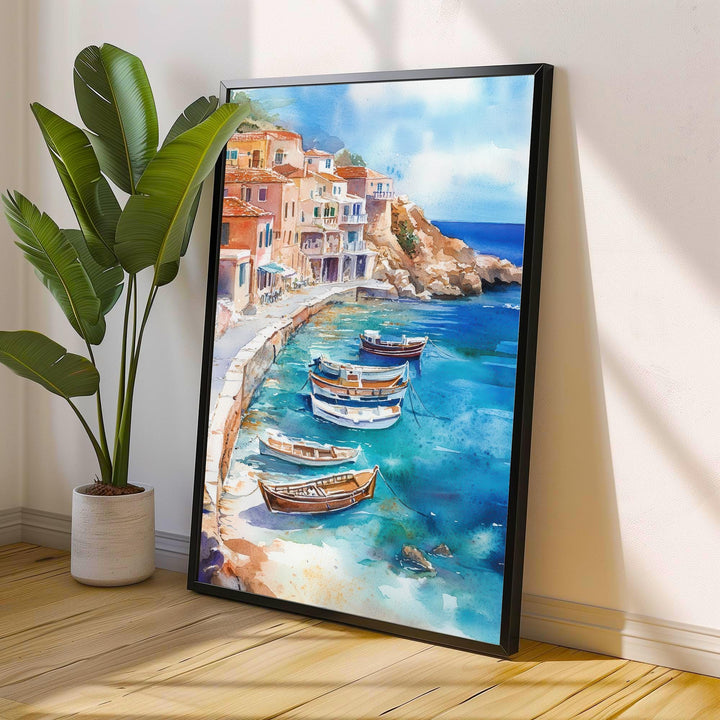 Greece Watercolor Painting Greek Island Art Greece Print Scenic Mediterranean Decor Gift for Greece Lovers Home Decor