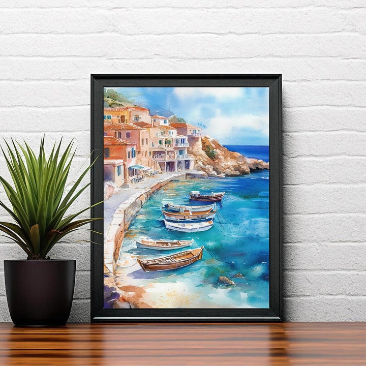 Greece Watercolor Painting Greek Island Art Greece Print Scenic Mediterranean Decor Gift for Greece Lovers Home Decor