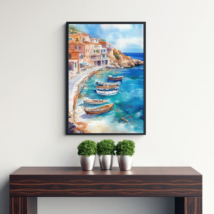 Greece Watercolor Painting Greek Island Art Greece Print Scenic Mediterranean Decor Gift for Greece Lovers Home Decor