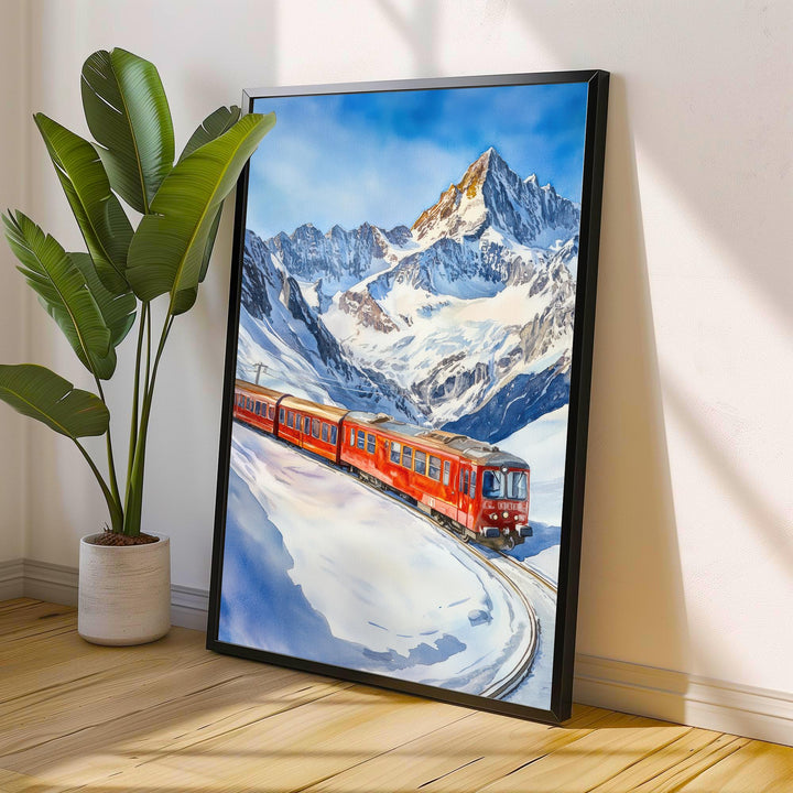 Jungfraujoch Switzerland Watercolor Painting Swiss Alps Art Jungfraujoch Print Scenic Mountain Decor Gift for Switzerland Lovers