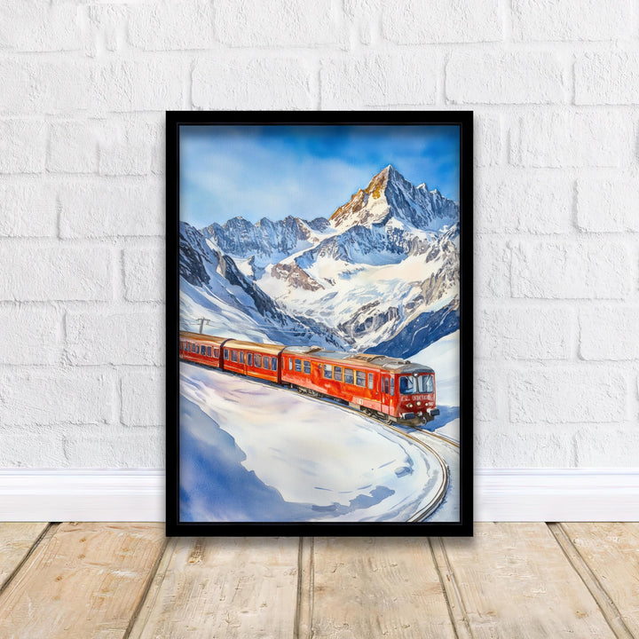 Jungfraujoch Switzerland Watercolor Painting Swiss Alps Art Jungfraujoch Print Scenic Mountain Decor Gift for Switzerland Lovers