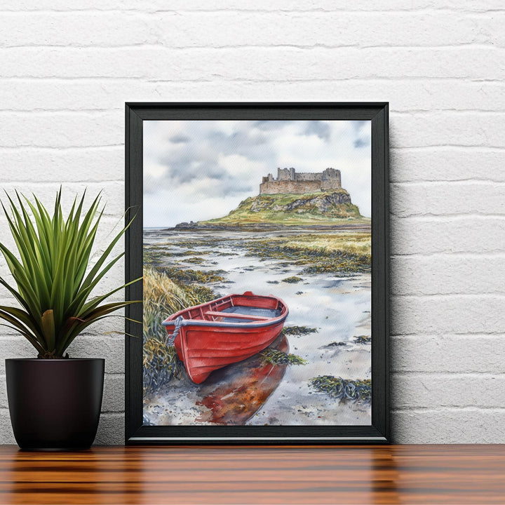 Lindisfarne Castle Watercolor Painting Northumberland Castle Art Lindisfarne Print Scenic Coastal Decor Gift for UK Lovers