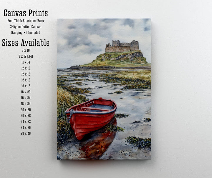 Lindisfarne Castle Watercolor Painting Northumberland Castle Art Lindisfarne Print Scenic Coastal Decor Gift for UK Lovers