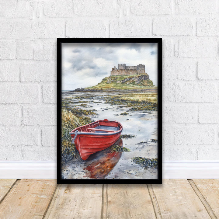 Lindisfarne Castle Watercolor Painting Northumberland Castle Art Lindisfarne Print Scenic Coastal Decor Gift for UK Lovers