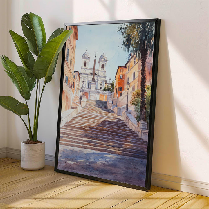 Spanish Steps Watercolor Painting Rome Italy Art Spanish Steps Print Scenic Roman Landmark Decor Gift for Rome Lovers