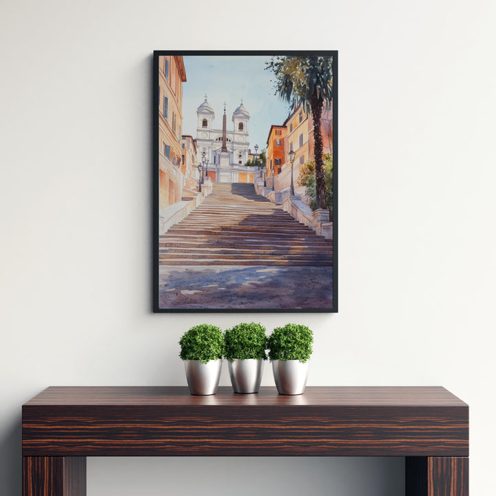 Spanish Steps Watercolor Painting Rome Italy Art Spanish Steps Print Scenic Roman Landmark Decor Gift for Rome Lovers