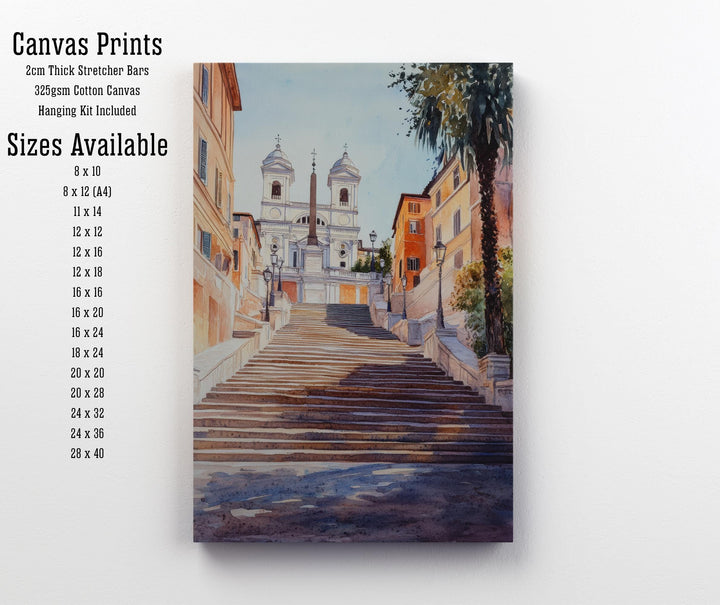 Spanish Steps Watercolor Painting Rome Italy Art Spanish Steps Print Scenic Roman Landmark Decor Gift for Rome Lovers