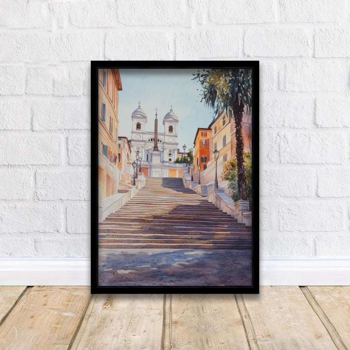 Spanish Steps Watercolor Painting Rome Italy Art Spanish Steps Print Scenic Roman Landmark Decor Gift for Rome Lovers