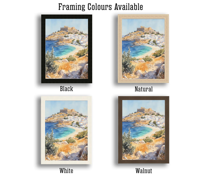 Rhodes Greece Watercolor Painting Greek Island Art Rhodes Print Scenic Mediterranean Decor Gift for Greece Lovers