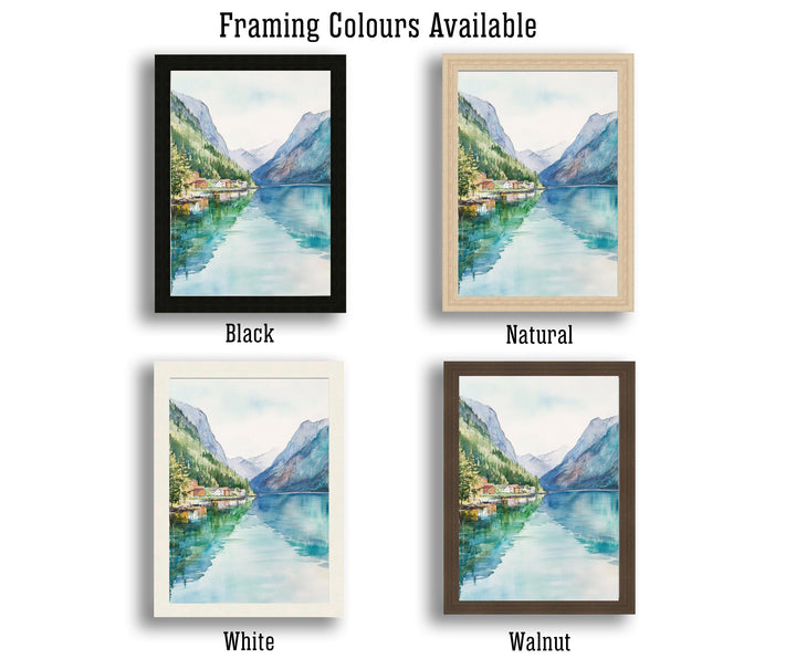 Olden Norway Watercolor Painting Norwegian Fjord Art Olden Print Scenic Mountain Lake Decor Gift for Norway Lovers