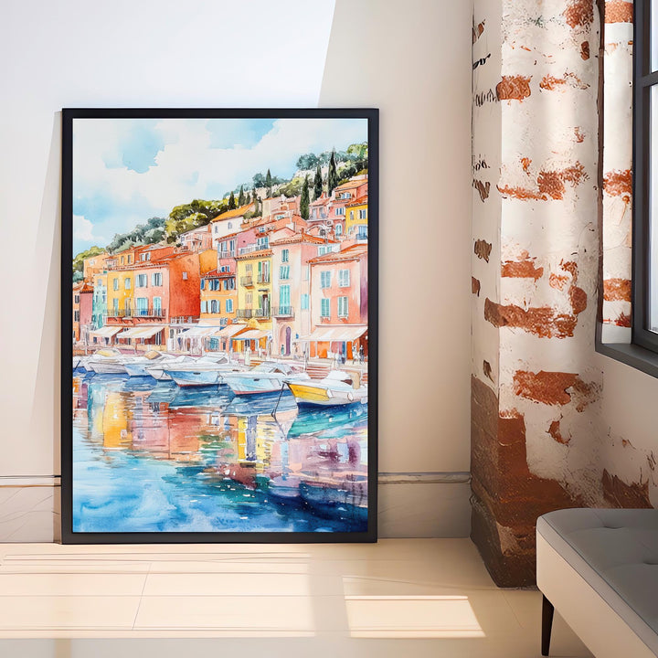 Villefranche-sur-Mer Watercolor Painting French Riviera Art Villefranche Print Scenic Seaside Village Decor Gift for France Lovers