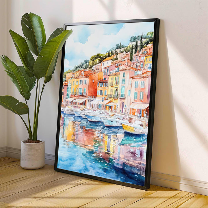 Villefranche-sur-Mer Watercolor Painting French Riviera Art Villefranche Print Scenic Seaside Village Decor Gift for France Lovers
