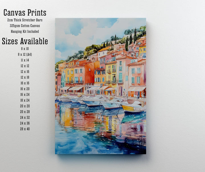Villefranche-sur-Mer Watercolor Painting French Riviera Art Villefranche Print Scenic Seaside Village Decor Gift for France Lovers