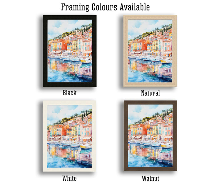 Villefranche-sur-Mer Watercolor Painting French Riviera Art Villefranche Print Scenic Seaside Village Decor Gift for France Lovers