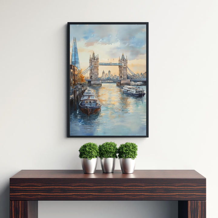 London Watercolor Painting UK City Art London Print Scenic Cityscape Decor Gift for London Lovers