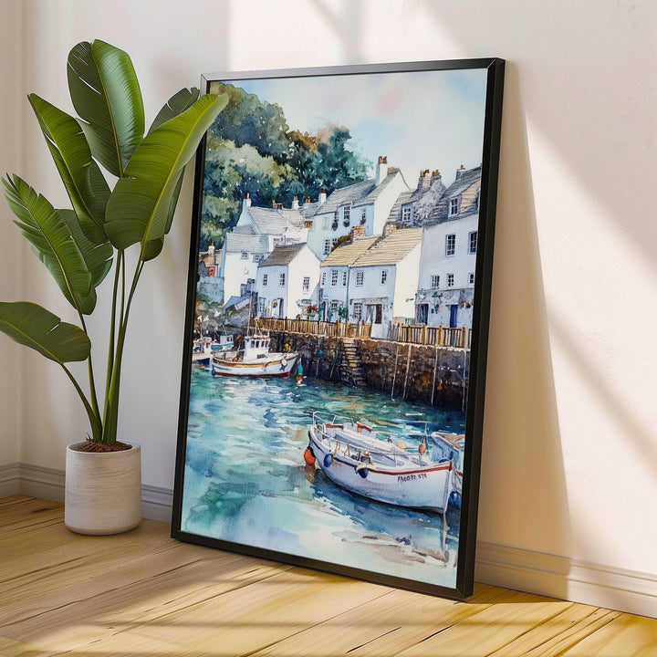 Fowey Cornwall Watercolor Painting Cornwall Village Art Fowey Print Scenic Seaside Village Decor Gift for Cornwall Lovers