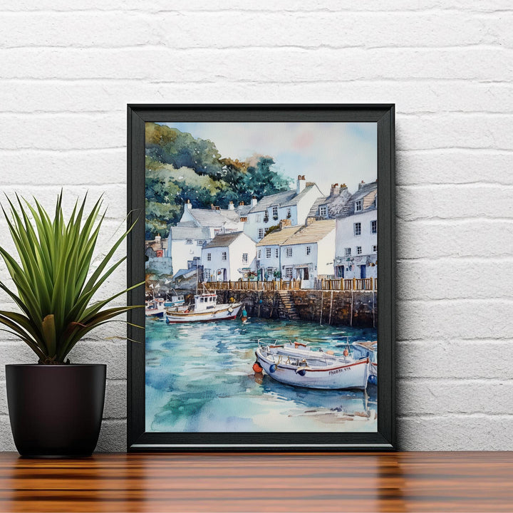 Fowey Cornwall Watercolor Painting Cornwall Village Art Fowey Print Scenic Seaside Village Decor Gift for Cornwall Lovers