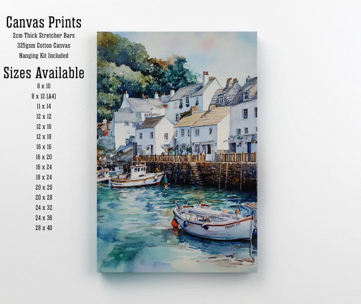 Fowey Cornwall Watercolor Painting Cornwall Village Art Fowey Print Scenic Seaside Village Decor Gift for Cornwall Lovers