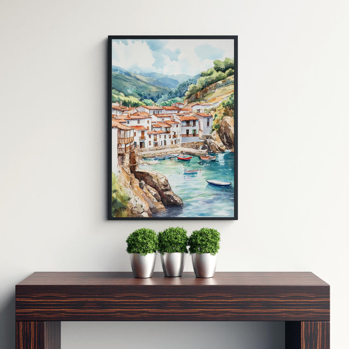 Basque Country Watercolor Painting Spain Art Basque Country Print Scenic Seaside Landscape Decor Gift for Spain Lovers