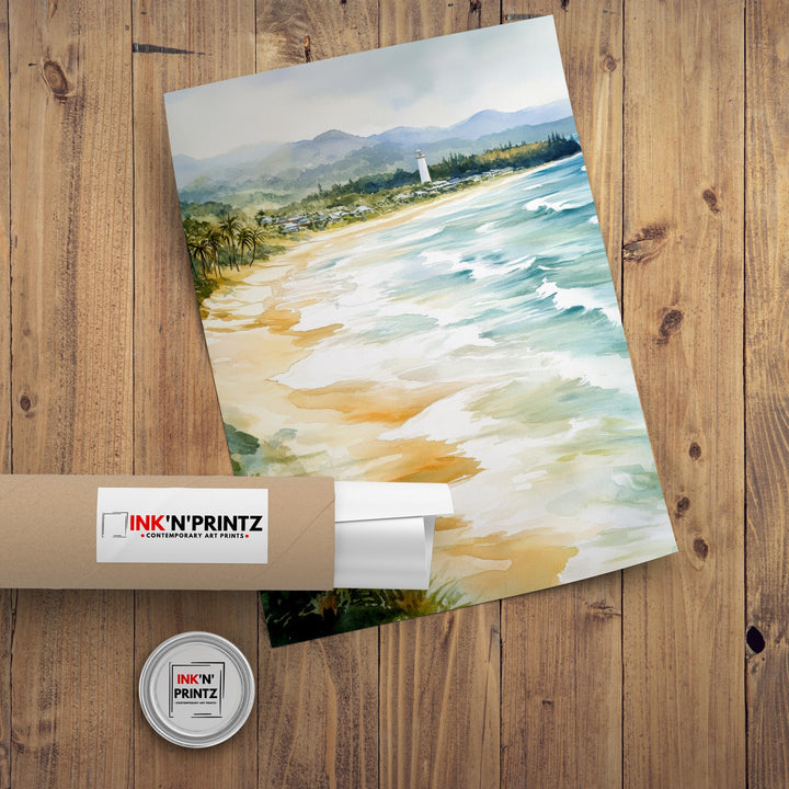 Byron Bay Watercolor Painting Australian Coastal Art Byron Bay Print Scenic Beach Decor Gift for Australia Lovers