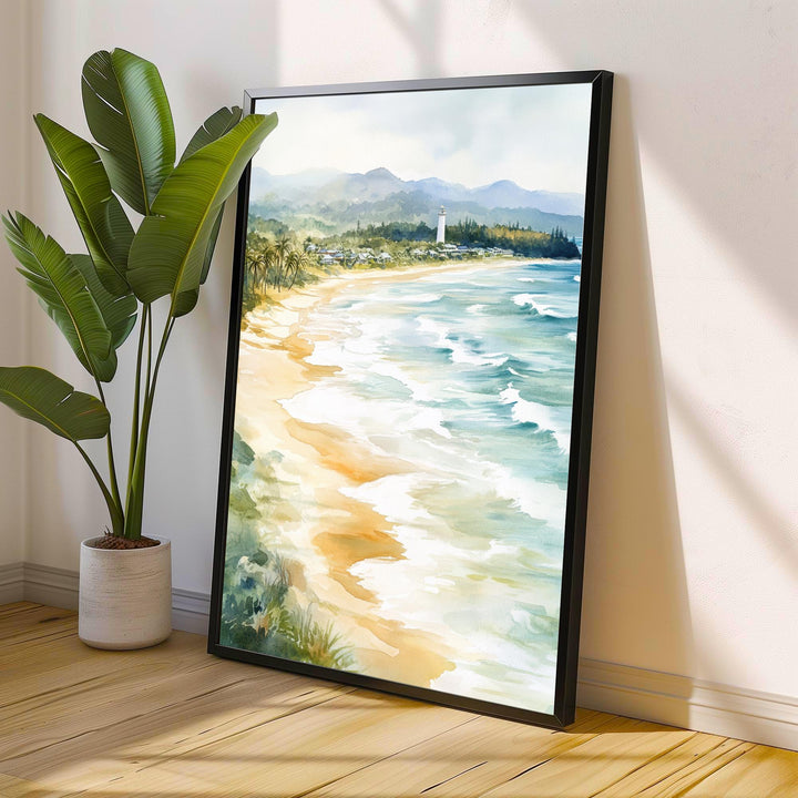 Byron Bay Watercolor Painting Australian Coastal Art Byron Bay Print Scenic Beach Decor Gift for Australia Lovers