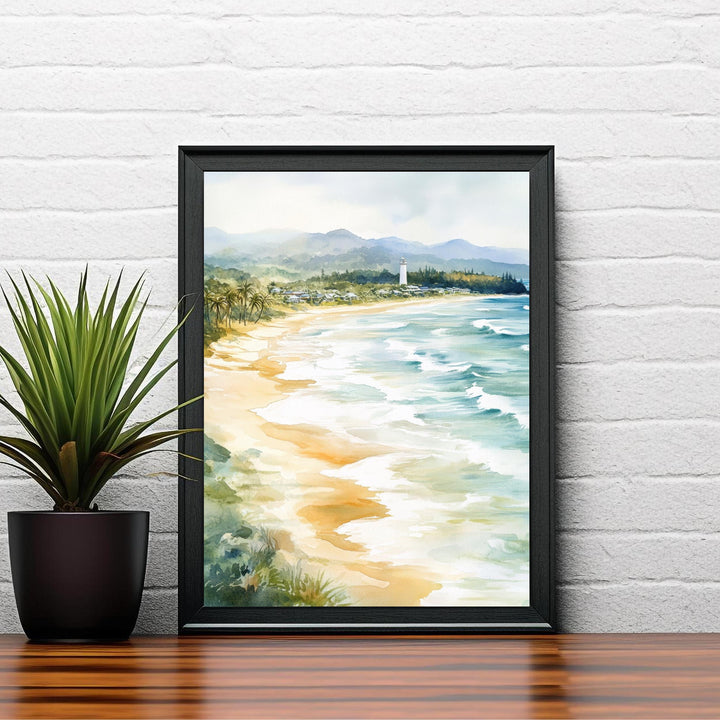 Byron Bay Watercolor Painting Australian Coastal Art Byron Bay Print Scenic Beach Decor Gift for Australia Lovers