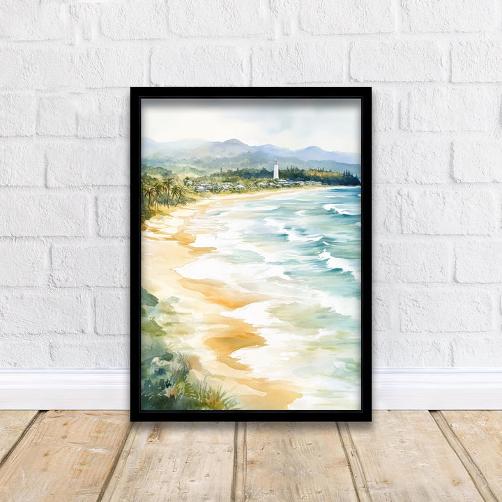 Byron Bay Watercolor Painting Australian Coastal Art Byron Bay Print Scenic Beach Decor Gift for Australia Lovers