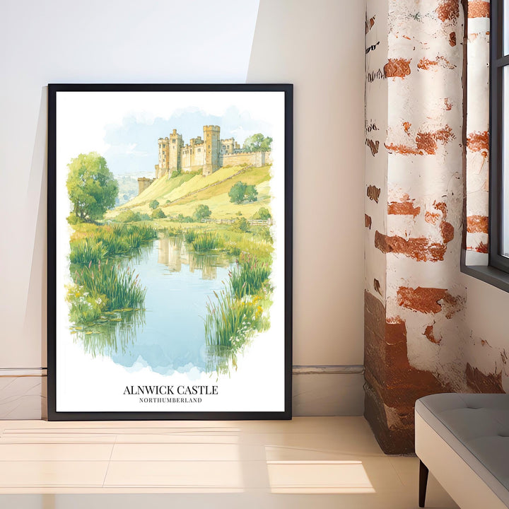 Alnwick Castle Watercolor Painting Northumberland Castle Art Alnwick Print Medieval Castle Decor