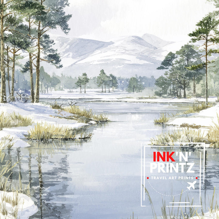 Aviemore Scotland Watercolor Painting Scottish Highlands Art Aviemore Print Scenic Mountain Village Decor