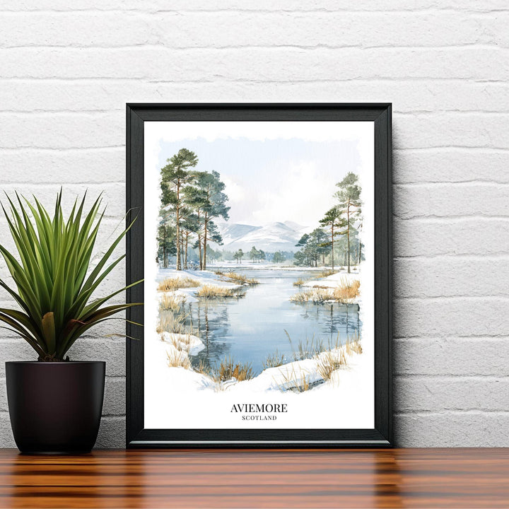Aviemore Scotland Watercolor Painting Scottish Highlands Art Aviemore Print Scenic Mountain Village Decor