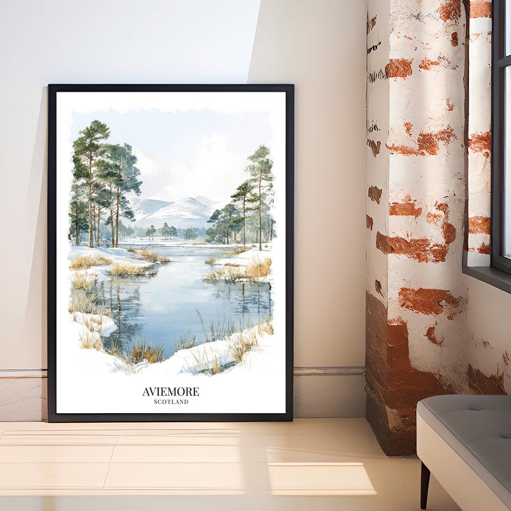 Aviemore Scotland Watercolor Painting Scottish Highlands Art Aviemore Print Scenic Mountain Village Decor