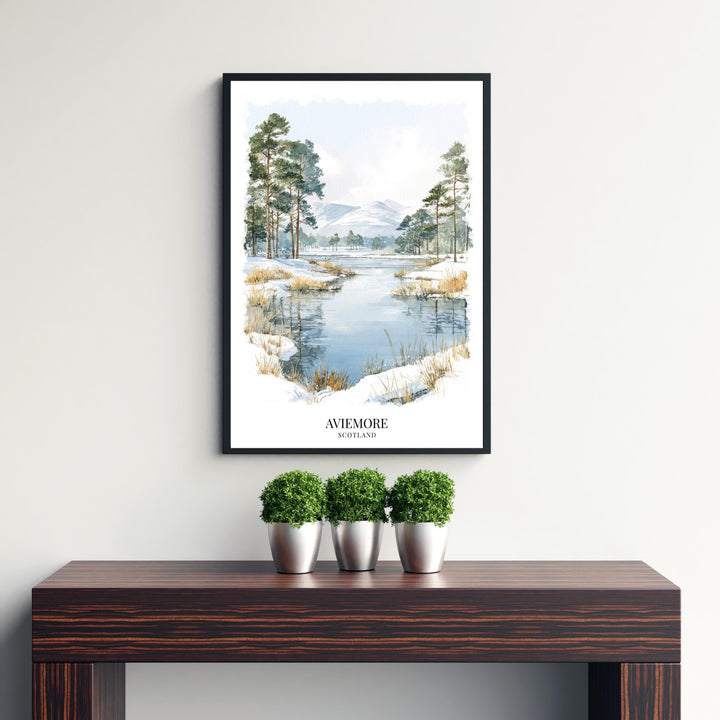 Aviemore Scotland Watercolor Painting Scottish Highlands Art Aviemore Print Scenic Mountain Village Decor