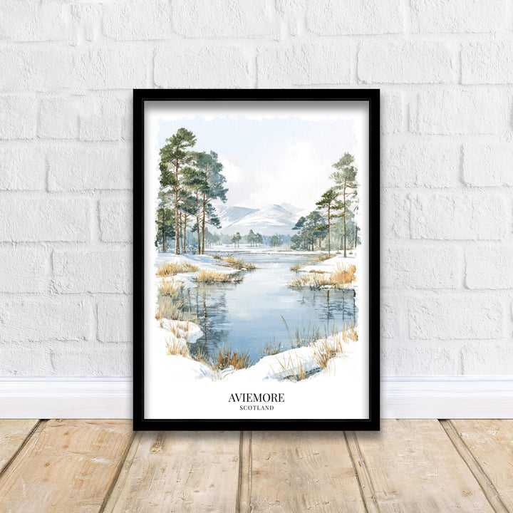 Aviemore Scotland Watercolor Painting Scottish Highlands Art Aviemore Print Scenic Mountain Village Decor